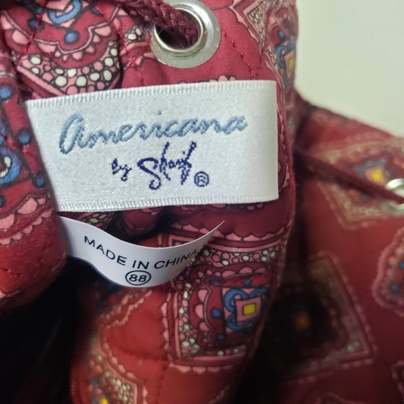 Americana by Sharif Large Quilted Drawstring Duffel Bag Travel Bag Backpack - Picture 9 of 12